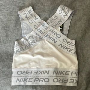Nike Pro phantom White and Silver/gray top silver straps compression tank bra